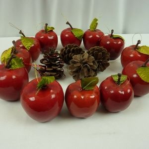 Vintage Holiday Christmas Seasonal Ornaments Apple